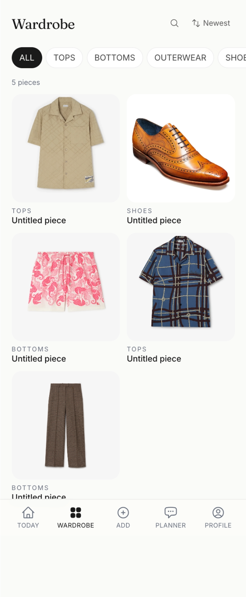 FitMatch wardrobe screen